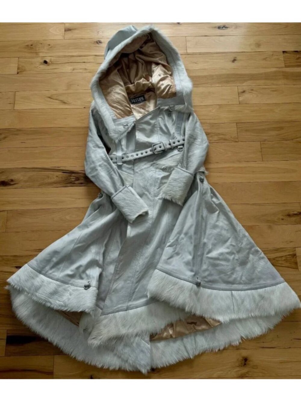 Ritual Fashion White Goat Hide Fur Huntress Coat Jacket Robe Oversize Hood